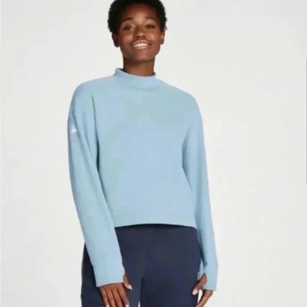 Hoka Blue Cozy Fleece HighNeck Sweater Outdoors Hiking Running